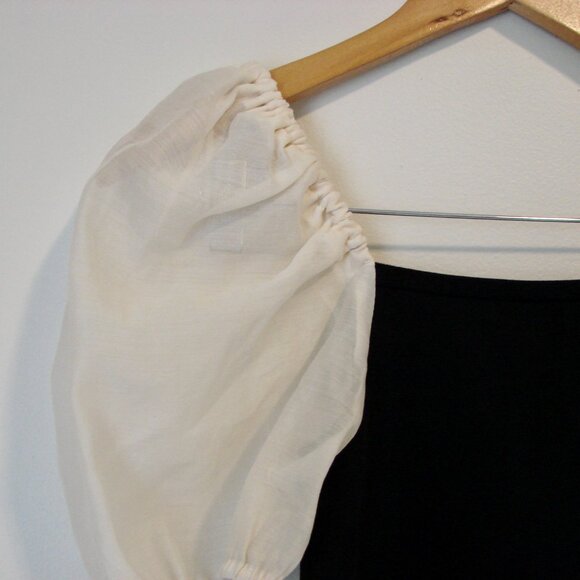 Miou Muse Black Cream Pouf Top Knit Ribbed Stretch Victorian Romantic Size Small - Picture 13 of 15